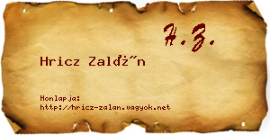 Hricz Zalán névjegykártya